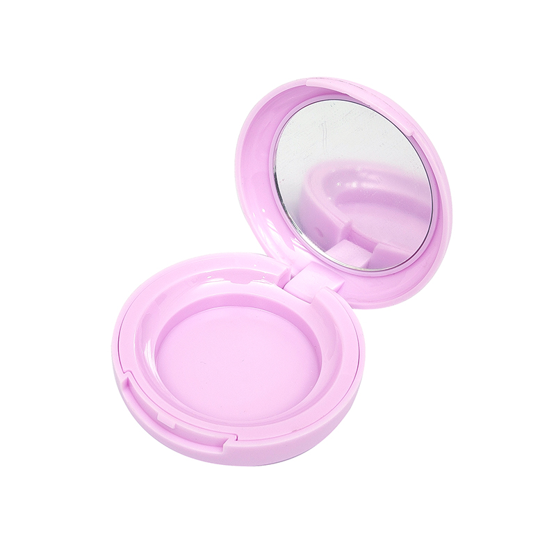 2414 Purple Round Single Grid Blush Case with Mirror