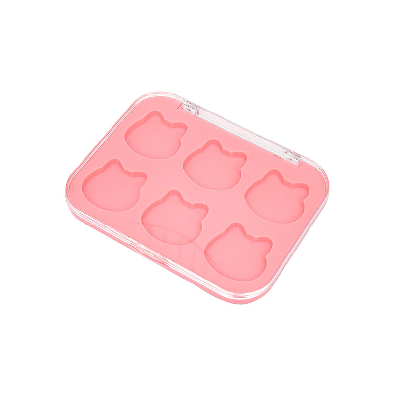 2307 Cat Head-Pink Square 6 Grid Eyeshadow Case