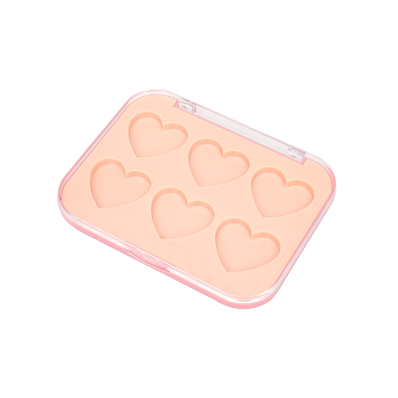 2307 Heart Light Pink Square 6 Grid Eyeshadow Case