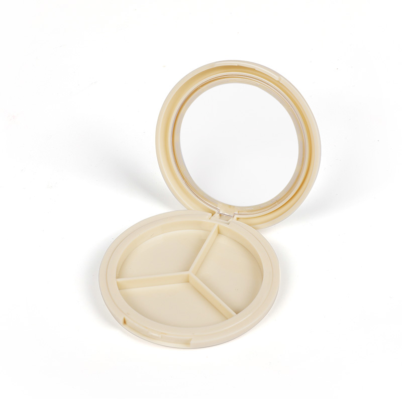 2401-3 Milk Yellow Round Three-Grid Blush Case