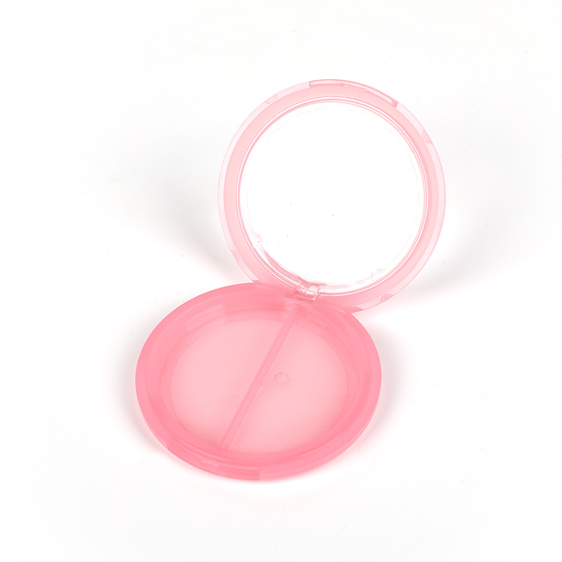 2401-2 Transparent Pink Round Two-Grid Blush Case