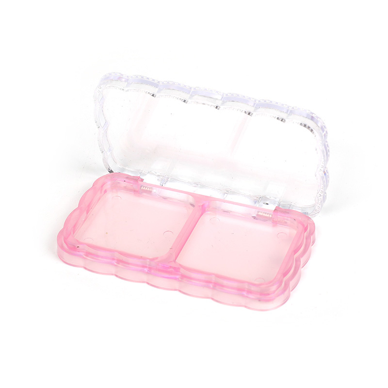 2404-2 Transparent Pink Square Two-Grid Blush Case