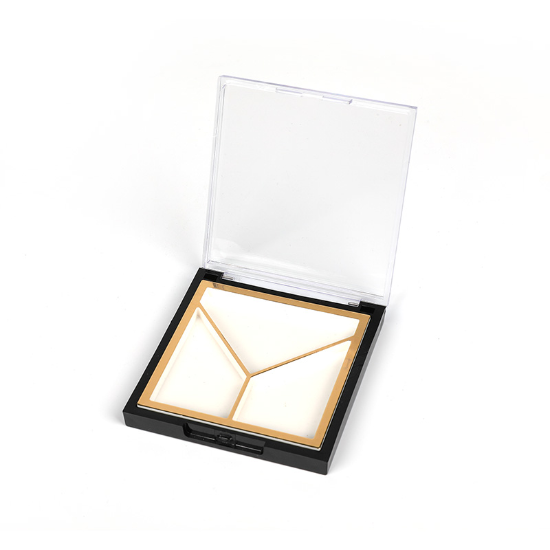 801-3 Gold Trim Square Three-Grid Blush Case