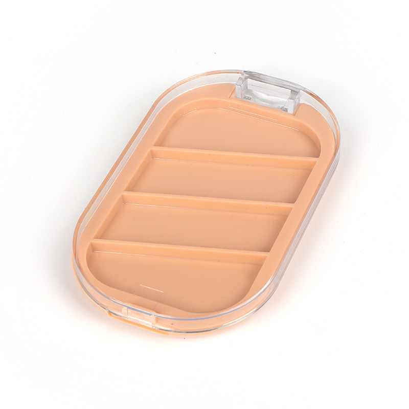 505-4 Brown Square Four-Grid Blush Case