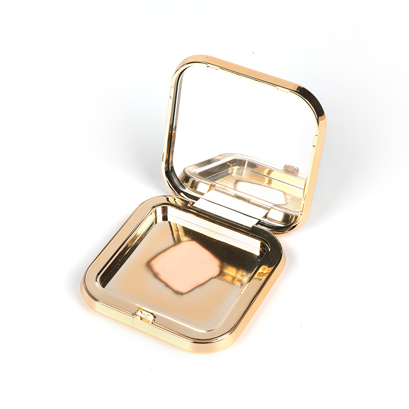 2303-1 Gold Square Single-Grid Powder Case with Mirror