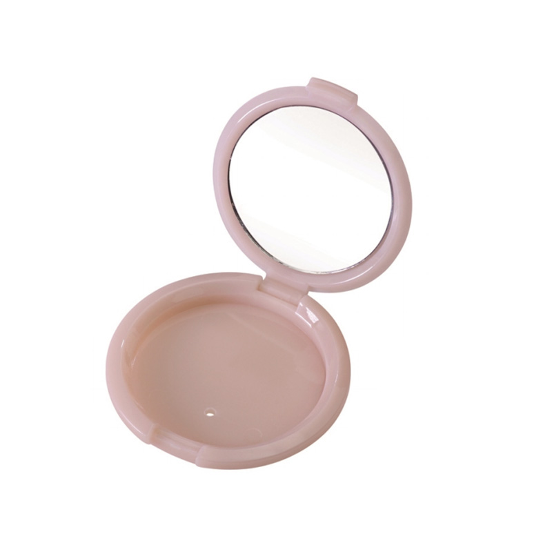 600 Pink Round Single-Grid Powder Case with Mirror