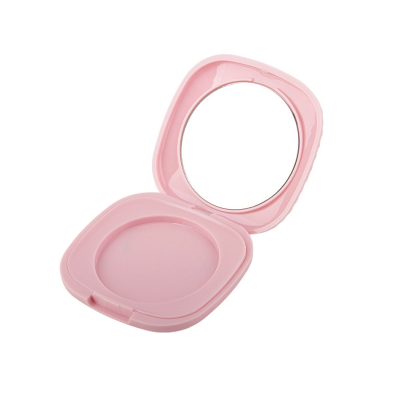 709-1 Pink Square Single-Grid Powder Case with Mirror