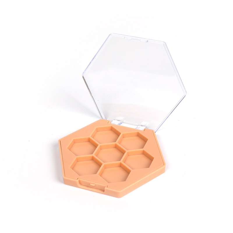 406-7 Orange Hexagonal 7 Grids Eyeshadow Case