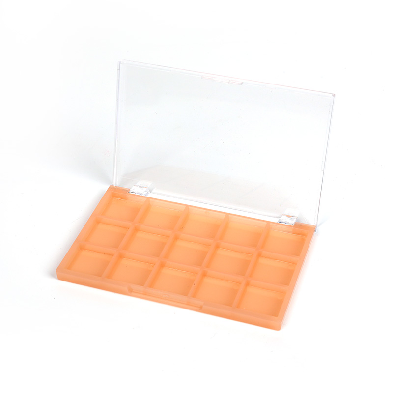 2304-15 Transparent Orange Square 15 Grids Eyeshadow Case