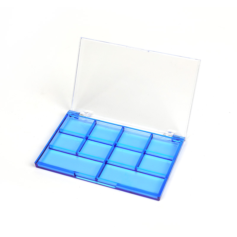 2304-8+2 Transparent Blue Square 8+2 Grids Eyeshadow Case