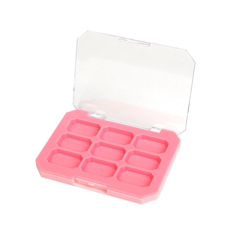 2302-9 Fluorescent Pink Square 9 Grids Eyeshadow Case