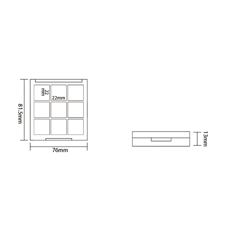 1003-4 Square 4 Grids Eyeshadow Case