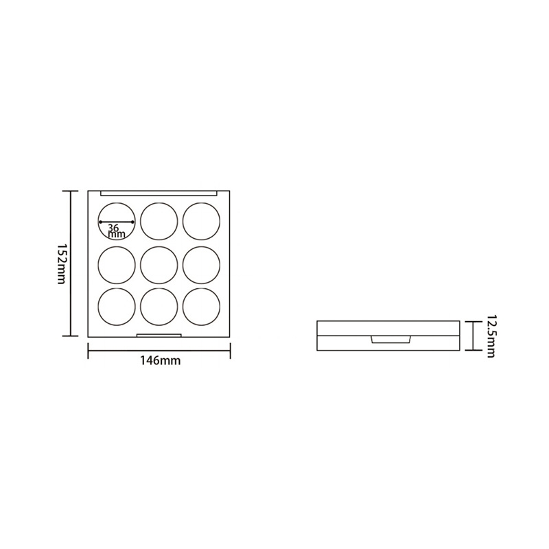 1003-4 Square 4 Grids Eyeshadow Case