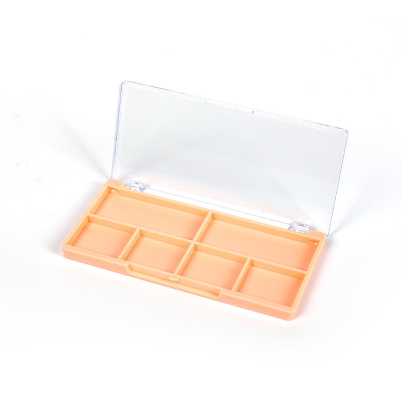 1006-2+4 Orange Square 2+4 Grids Eyeshadow Case