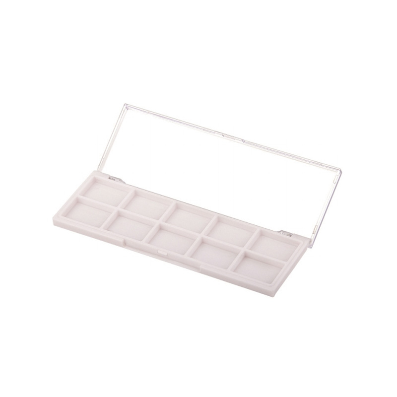 2028-10 White Square 10 Grids Eyeshadow Case