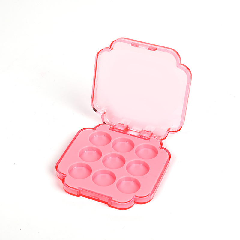 2301-9 Fluorescent Pink Square 9 Grids Eyeshadow Case