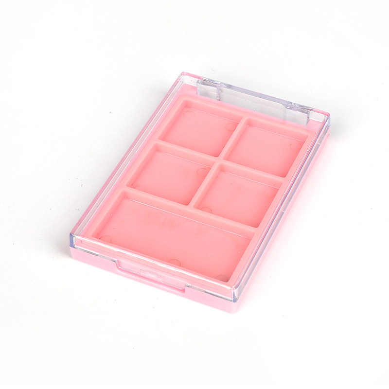 2036-4+1 Pink Square 4+1 Grids Eyeshadow Case