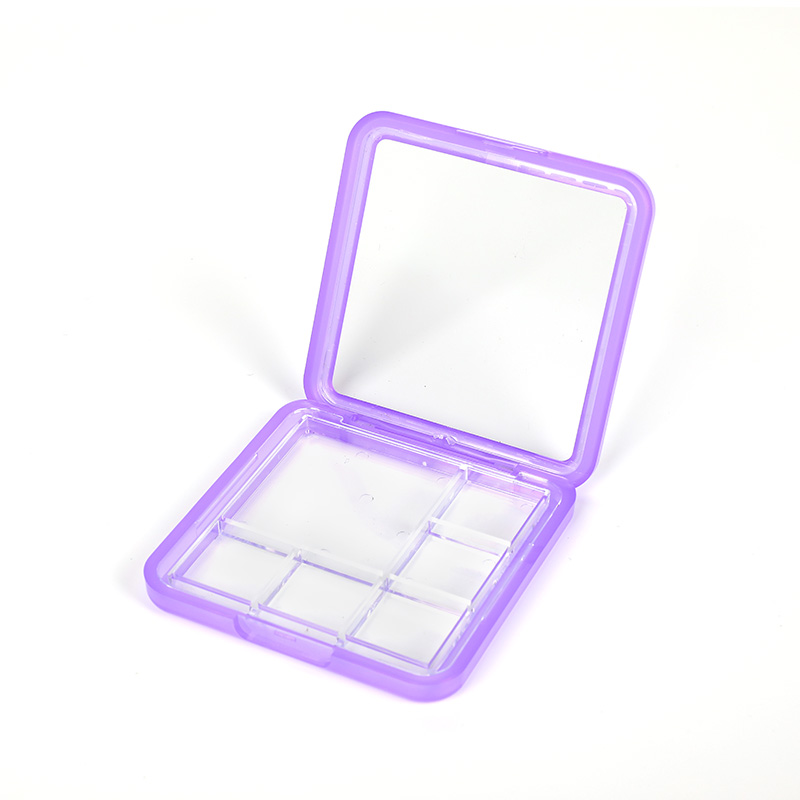 2314-6 Transparent Purple Frame Square 6 Grids Eyeshadow Case