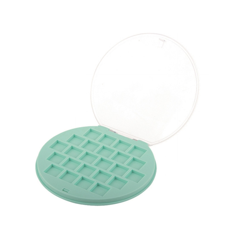 1009-24 Mint Green Round 24 Grids Eyeshadow Case