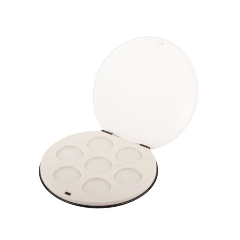 1009-7 White Round 7 Grids Eyeshadow Case