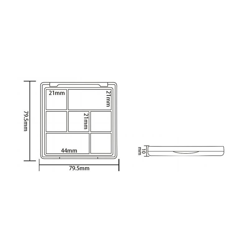 2011-1 Transparent Square 5+2 Grids Eyeshadow Case