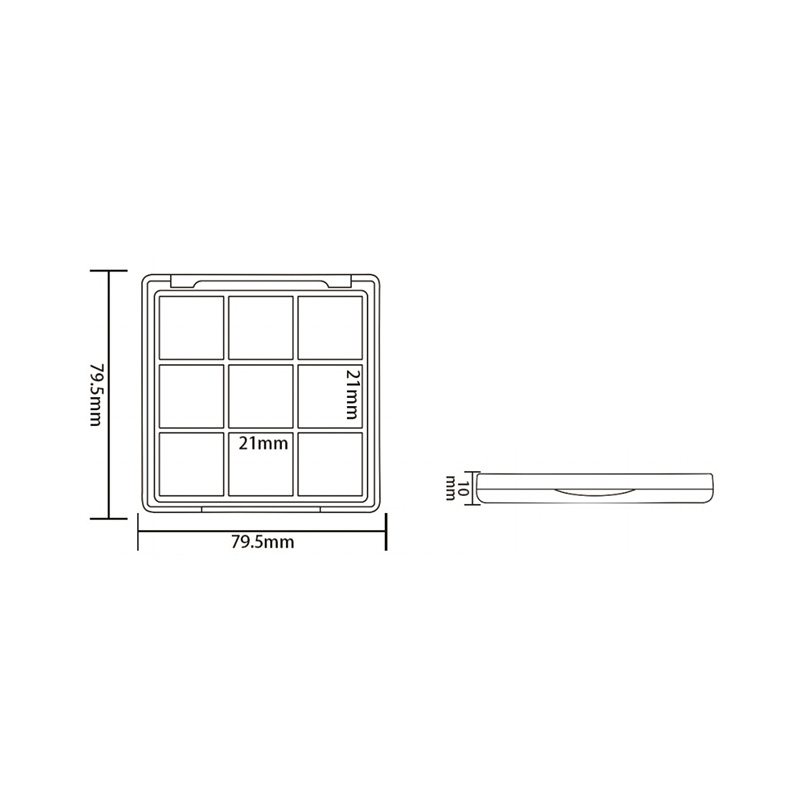 2025-10 Coral Square 10 Grids Eyeshadow Case