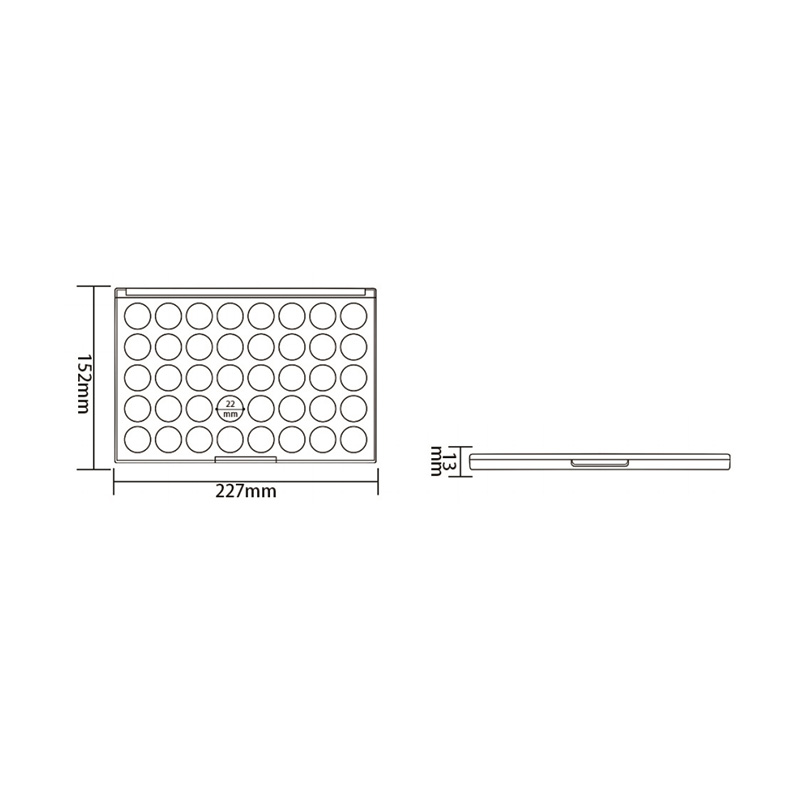 1009-24 Mint Green Round 24 Grids Eyeshadow Case