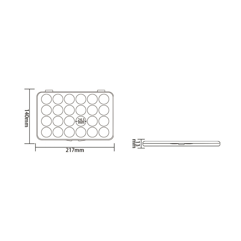 1009-24 Mint Green Round 24 Grids Eyeshadow Case