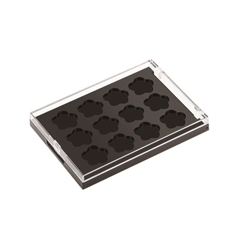 405-8+4 Black Square 8+4 Grids Eyeshadow Case