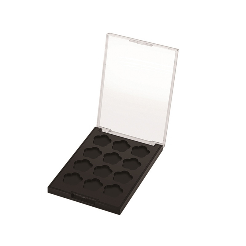 2015-12 Black Square 12 Grids Eyeshadow Case