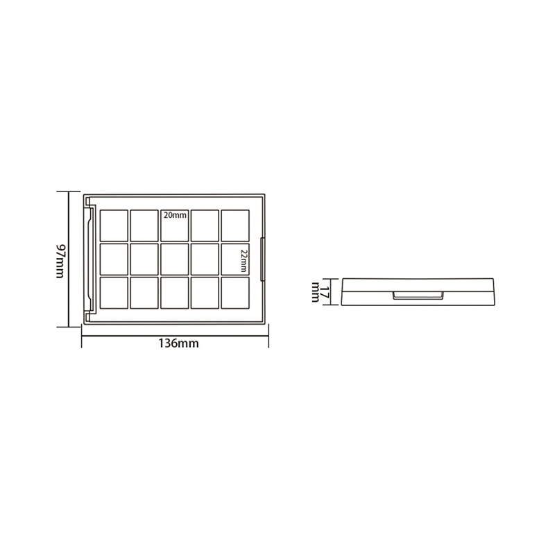 405-8+4 Black Square 8+4 Grids Eyeshadow Case