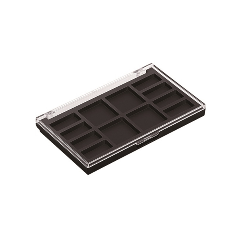 405-8+4 Black Square 8+4 Grids Eyeshadow Case