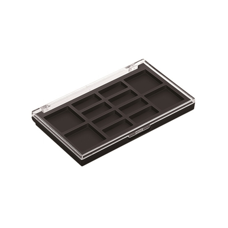 405-8+4 Black Square 8+4 Grids Eyeshadow Case