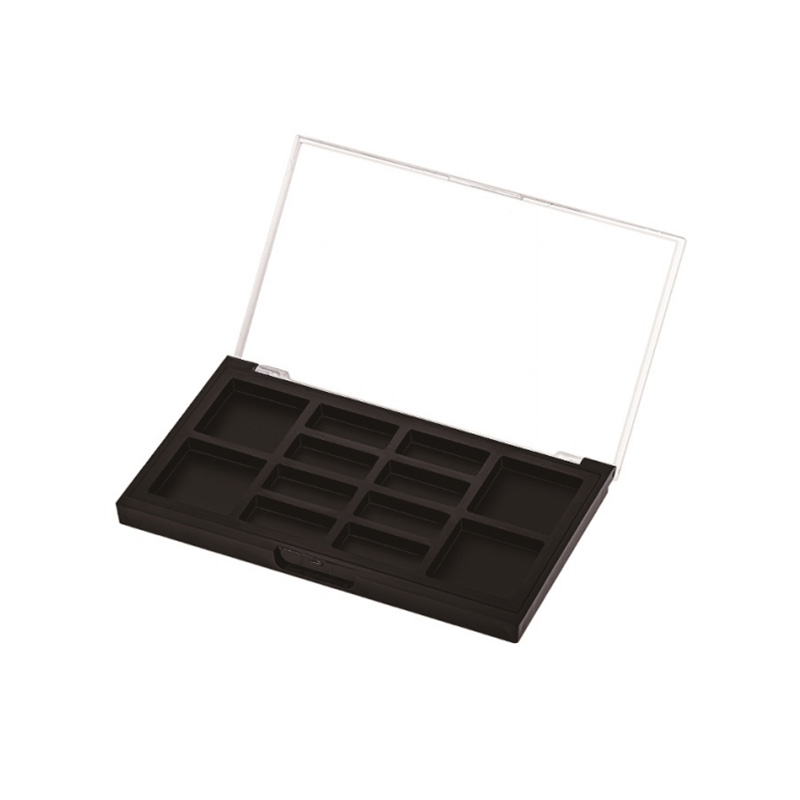 405-8+4 Black Square 8+4 Grids Eyeshadow Case