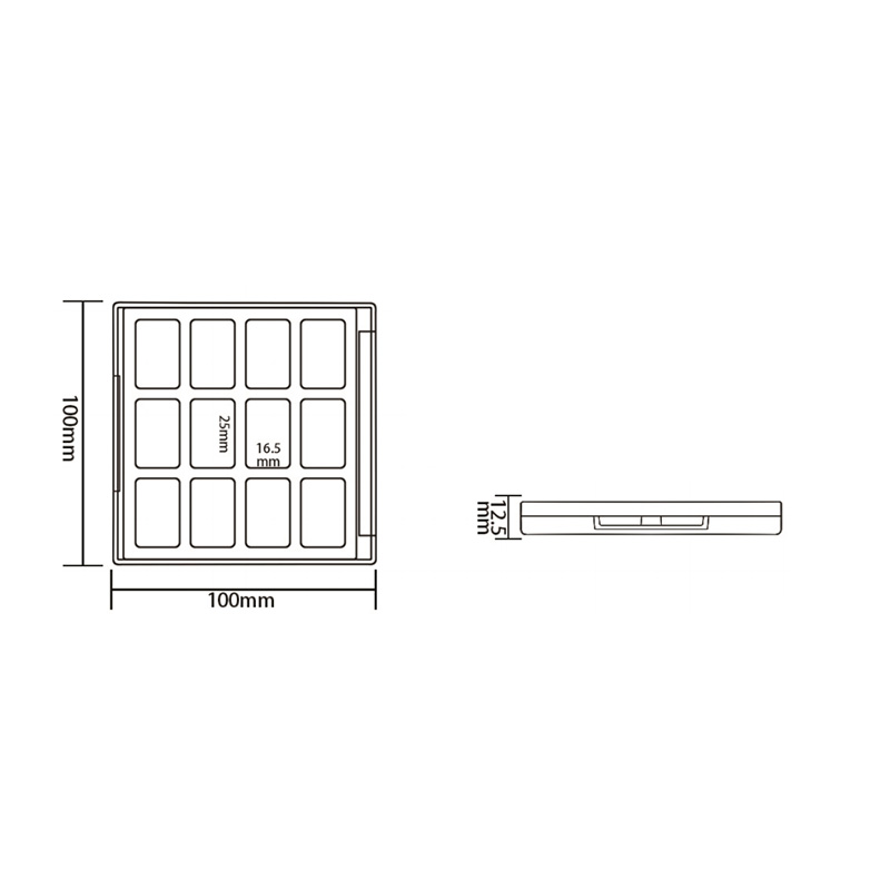 1007-15 Black Square 15 Grids Eyeshadow Case