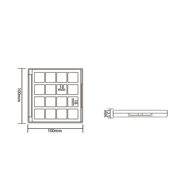 1007-15 Black Square 15 Grids Eyeshadow Case