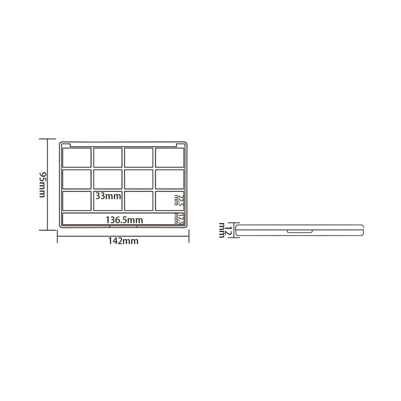 1007-15 Black Square 15 Grids Eyeshadow Case