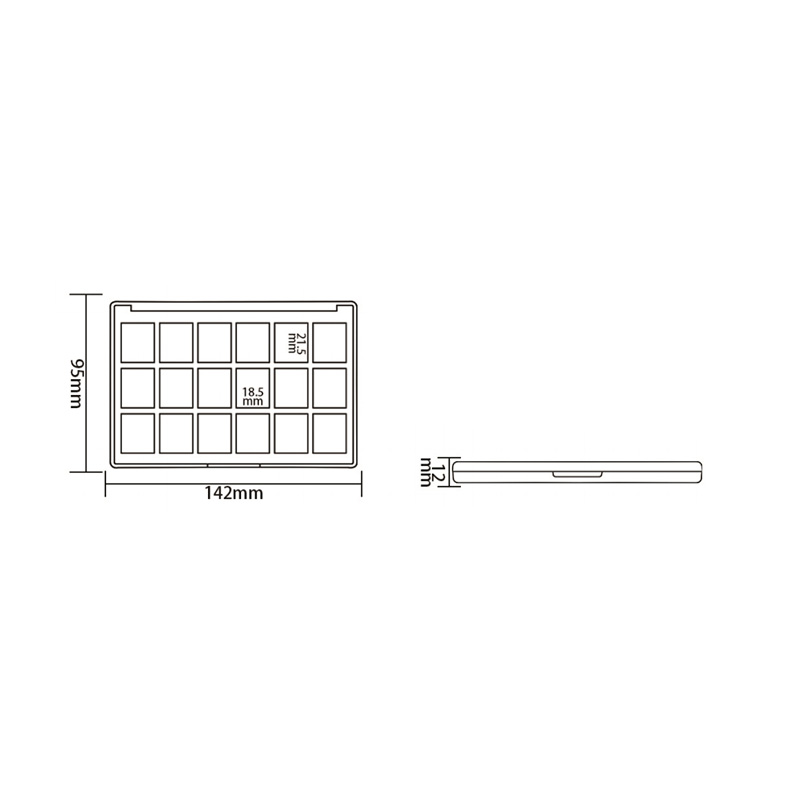 1007-15 Black Square 15 Grids Eyeshadow Case